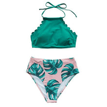 Load image into Gallery viewer, Tropical Print High - Waist Bikini Set