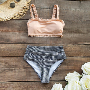 Ruffled High Waisted Bikini Set