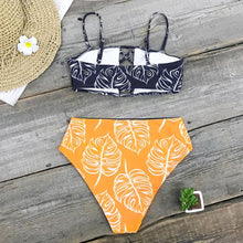 Load image into Gallery viewer, Yellow Leaf Print Bikini Set