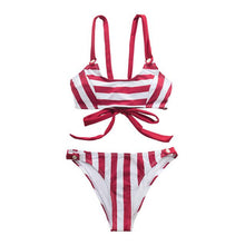 Load image into Gallery viewer, Red Striped Bikini Set