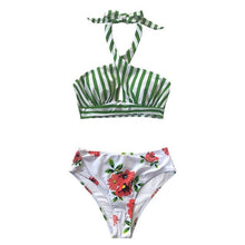 Load image into Gallery viewer, Striped and Floral Bikini Set