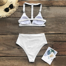 Load image into Gallery viewer, White High-Waisted Triangle Bikini Set