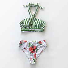 Load image into Gallery viewer, Striped and Floral Bikini Set