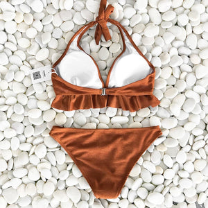 Caramel Ruffle Bikini Set