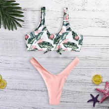 Load image into Gallery viewer, Tropical Vibes Knot Front Two Piece Bikini Set