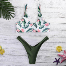 Load image into Gallery viewer, Tropical Vibes Knot Front Two Piece Bikini Set