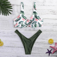 Load image into Gallery viewer, Tropical Vibes Knot Front Two Piece Bikini Set