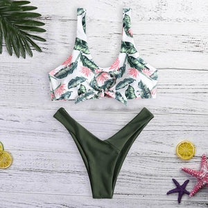 Tropical Vibes Knot Front Two Piece Bikini Set