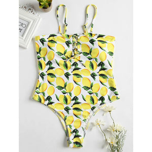 Lemon Print One Piece Swimsuit