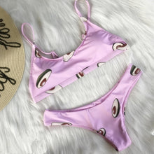 Load image into Gallery viewer, Pink Avocado Print Two Piece Bikini Set