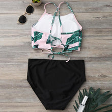 Load image into Gallery viewer, Tropical Leaf Print High Waist Two Piece Bikini Set