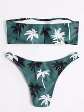 Load image into Gallery viewer, Palm Trees Bandeau Two Piece Bikini Set