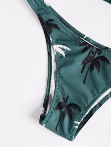 Palm Trees Bandeau Two Piece Bikini Set