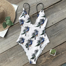 Load image into Gallery viewer, Piecock Print White One Piece Swimsuit