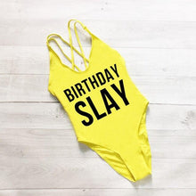 Load image into Gallery viewer, BIRTHDAY SLAY Swimsuit