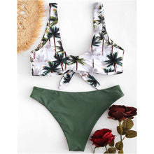 Load image into Gallery viewer, Front Knot Coconut Trees Two Piece Bikini Set