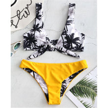 Load image into Gallery viewer, Front Knot Coconut Trees Two Piece Bikini Set