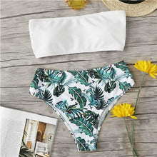 Load image into Gallery viewer, Tropical Print Bandeau Two Piece Bikini Set