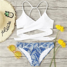 Load image into Gallery viewer, Tropical Cross Two Piece Bikini Set