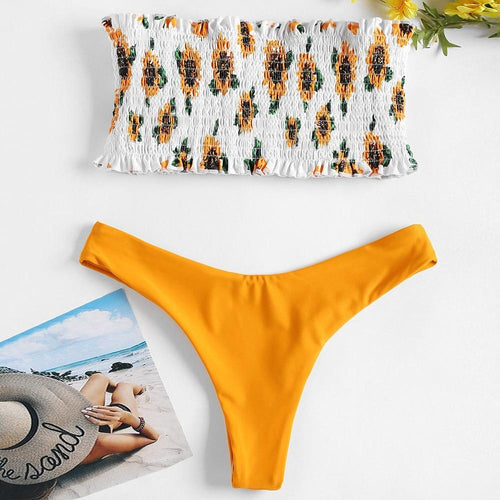 Sunflower Bandeau Two Piece Bikini Set