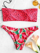 Load image into Gallery viewer, Watermelon Bandeau Two Piece Bikini Set