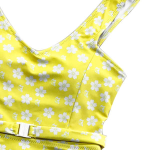 Lemon Yellow Floral One-piece Swimsuit