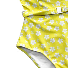 Load image into Gallery viewer, Lemon Yellow Floral One-piece Swimsuit