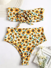 Load image into Gallery viewer, Sunflower High Waist Knot Front Two Piece Bikini Set