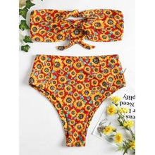 Load image into Gallery viewer, Sunflower High Waist Knot Front Two Piece Bikini Set