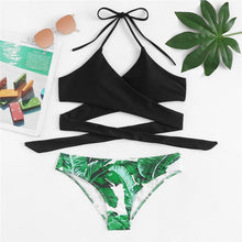 Load image into Gallery viewer, Tropical Criss Cross Two Piece Bikini Set