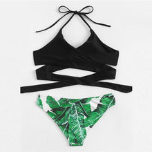 Load image into Gallery viewer, Tropical Criss Cross Two Piece Bikini Set