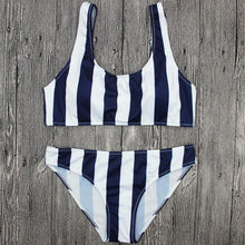 Load image into Gallery viewer, Classic Blue and White Striped Two Piece Bikini Set