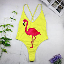 Load image into Gallery viewer, Flamingo Print One Piece Swimsuit