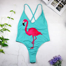 Load image into Gallery viewer, Flamingo Print One Piece Swimsuit