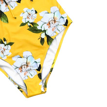 Load image into Gallery viewer, Yellow Floral Print One Piece Swimwear