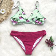 Load image into Gallery viewer, Fuchsia Floral Print Two Pieces Bikini