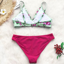 Load image into Gallery viewer, Fuchsia Floral Print Two Pieces Bikini