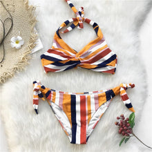 Load image into Gallery viewer, Colorful Striped Two Piece Bikini Set