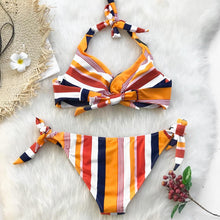 Load image into Gallery viewer, Colorful Striped Two Piece Bikini Set