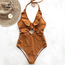 Load image into Gallery viewer, Ruffle Cut Out One Piece Swimsuit