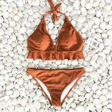 Load image into Gallery viewer, Caramel Ruffle Bikini Set