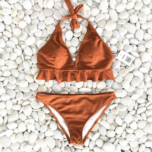 Caramel Ruffle Bikini Set