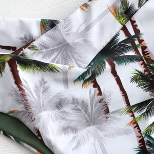 Palm Tree Print Bandeau Bikini Set