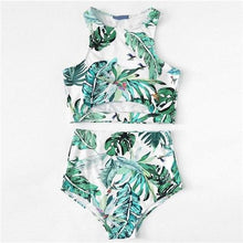 Load image into Gallery viewer, Green Tropical Palm Leaf Swimsuit