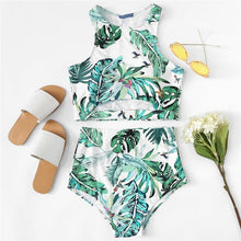 Load image into Gallery viewer, Green Tropical Palm Leaf Swimsuit