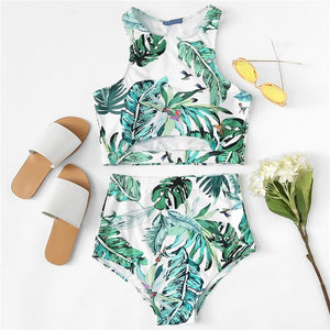 Green Tropical Palm Leaf Swimsuit