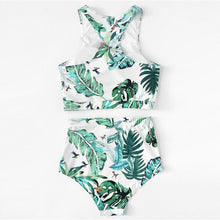 Load image into Gallery viewer, Green Tropical Palm Leaf Swimsuit