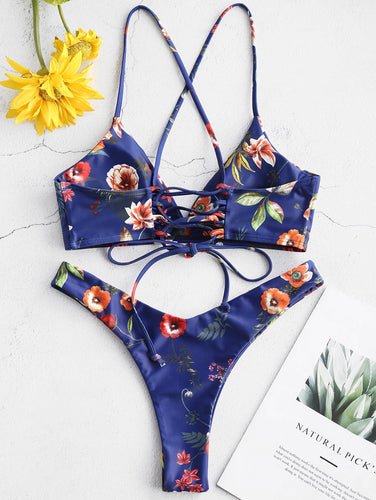 Floral Print Two Piece Bikini Set