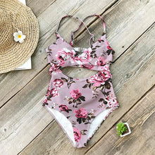 Load image into Gallery viewer, Pink Floral One-Piece Swimsuit