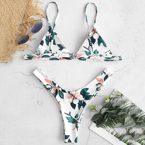 Flower Print Two Piece Bikini Set